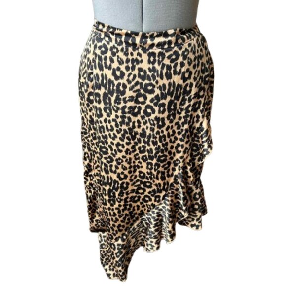 Nasty Gal leopard print silky skirt with ruffle hem - Picture 1 of 5
